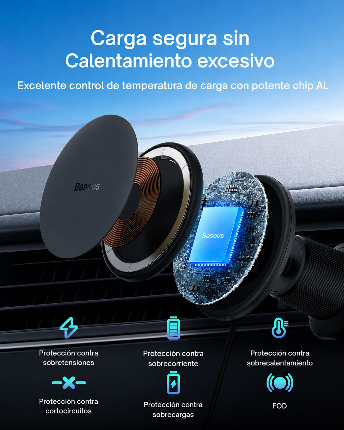 SOPORTE MAGSAFE PARA AUTO 40W NEGRO - BASEUS