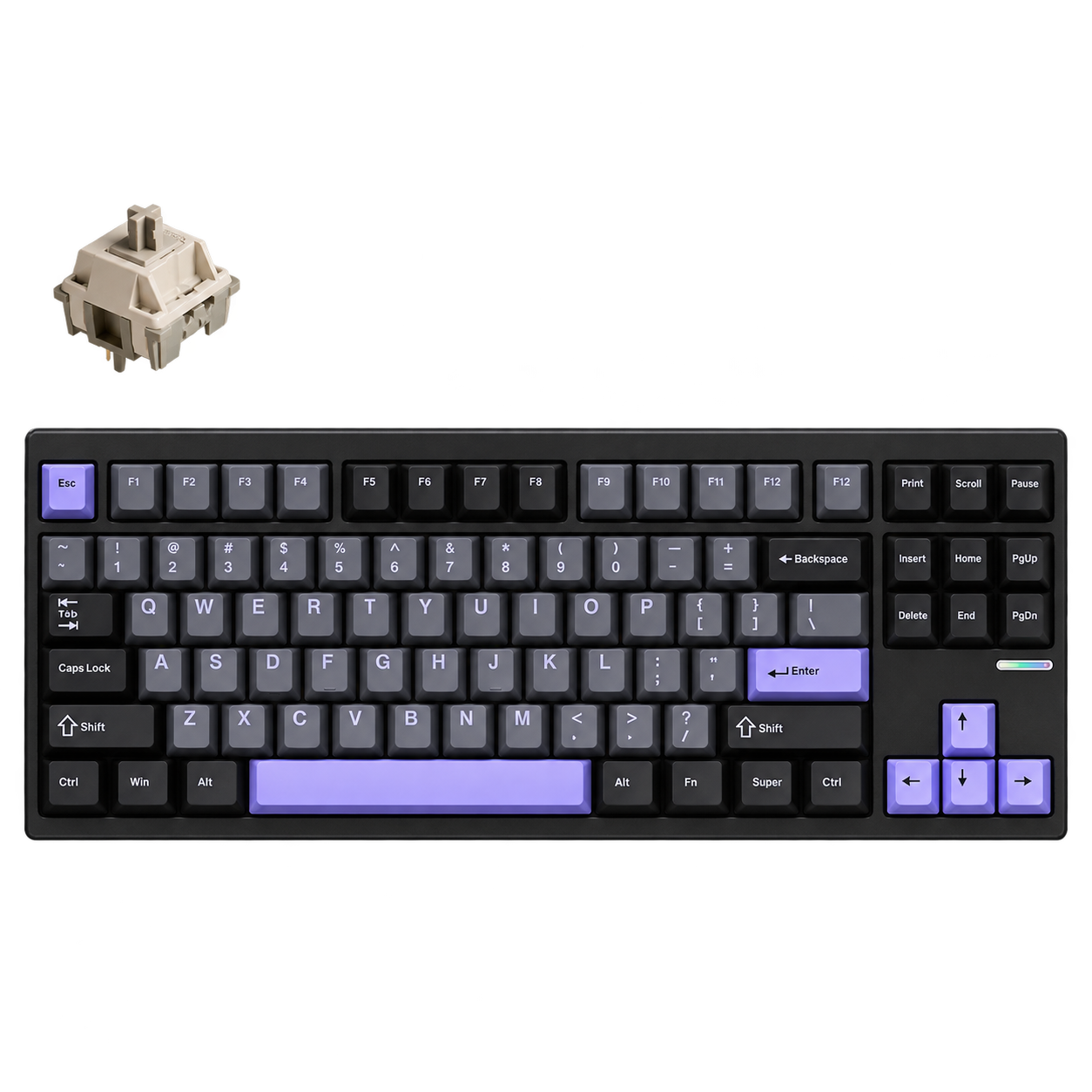 TECLADO MECANICO GX87 80% NEGRO Y VIOLETA - MCHOSE