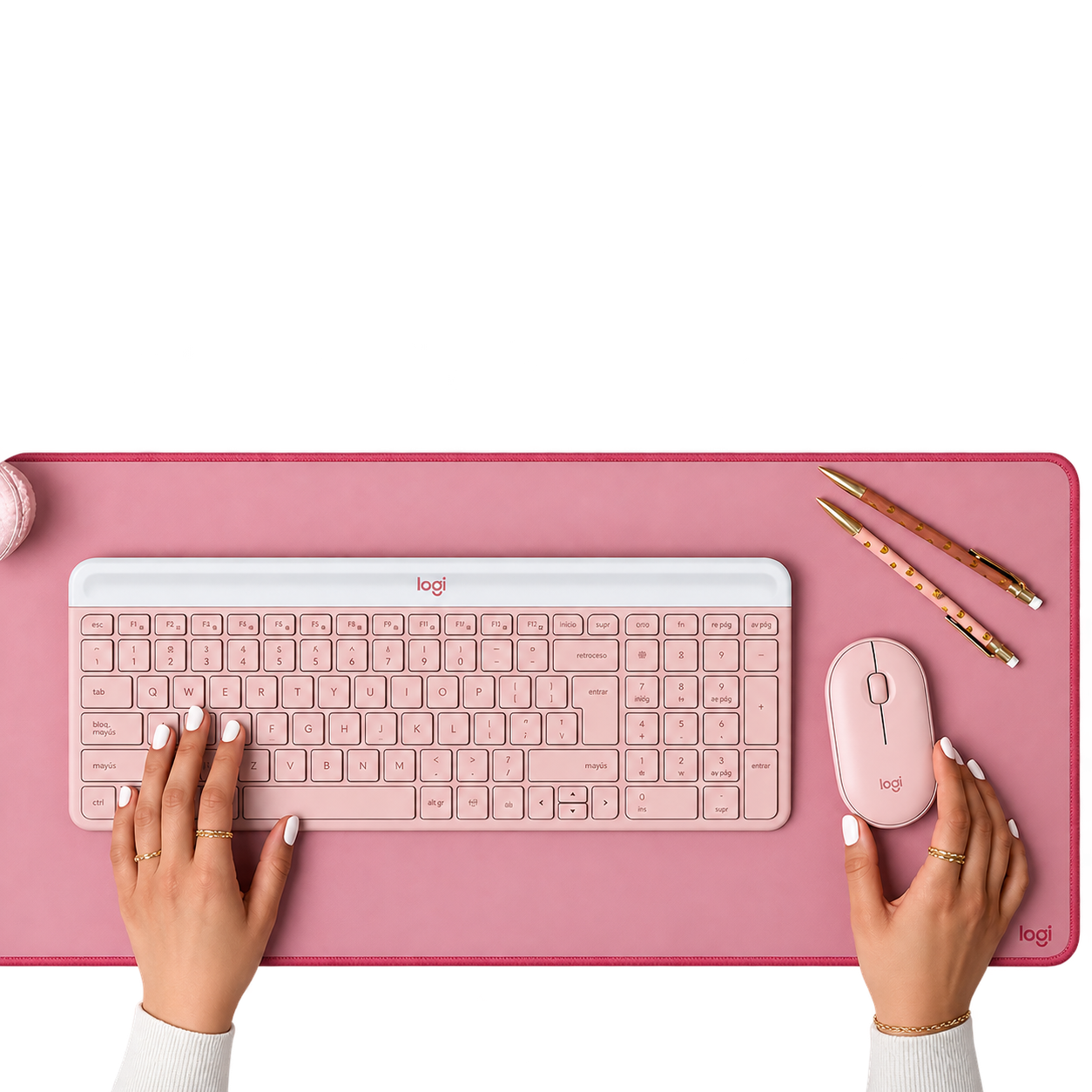 COMBO LOGITECH TECLADO Y MOUSE SLIM INALAMBRICO MK470 ROSA