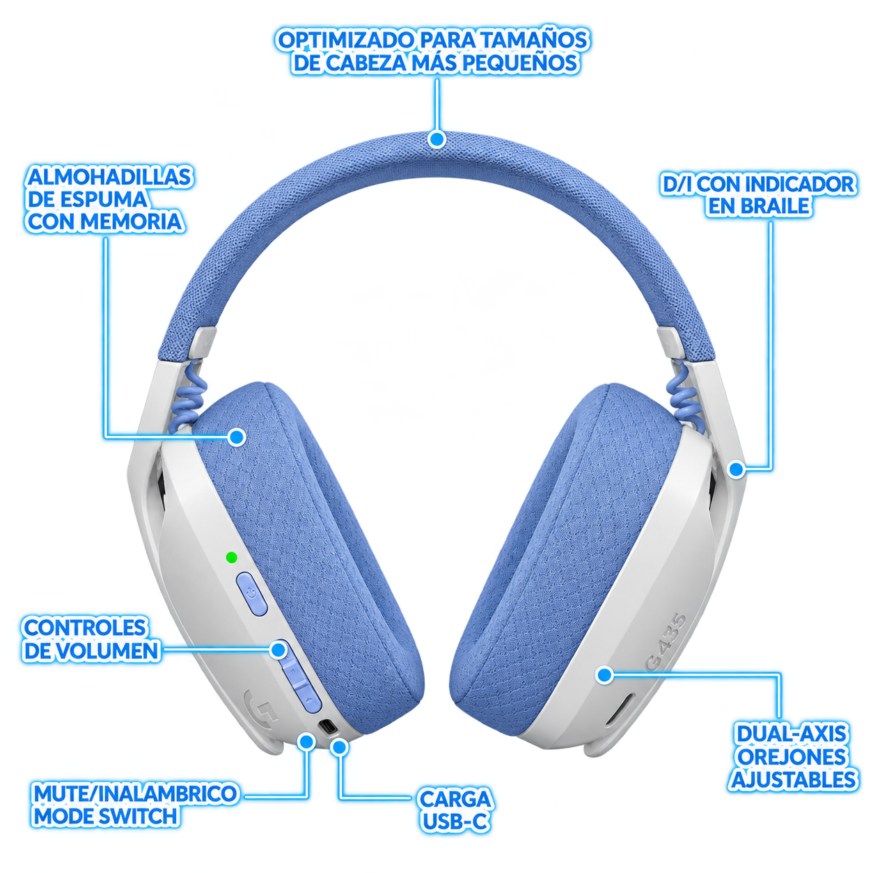 AURICULAR LOGITECH INALAMBRICO G435 BLANCO